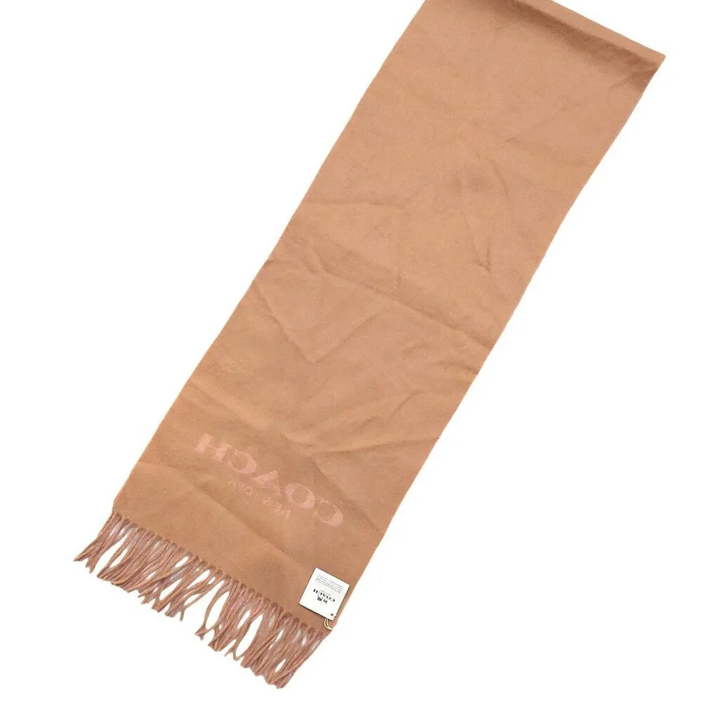 COACH Classic Vintage Pink Tan Reversible Wool & Cashmere Scarf VWT $175